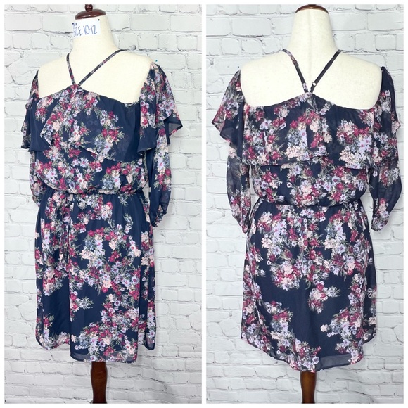 👗NWOT |•MAURICES•| Off The Shoulder Ruffle Dress Size Large - Picture 2 of 16